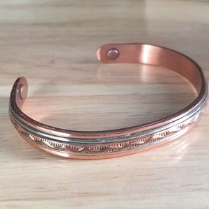 Adjustable magnetic Copper & Silver Cuff Bracelet